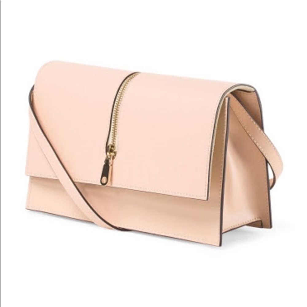 BLUSH PINK LEATHER CROSSBODY BAG